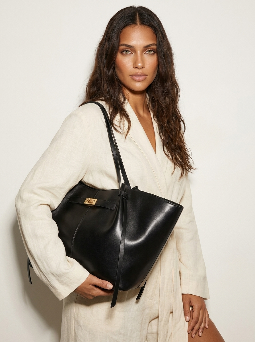 Luxe shopper met gouden sluiting - Gianna