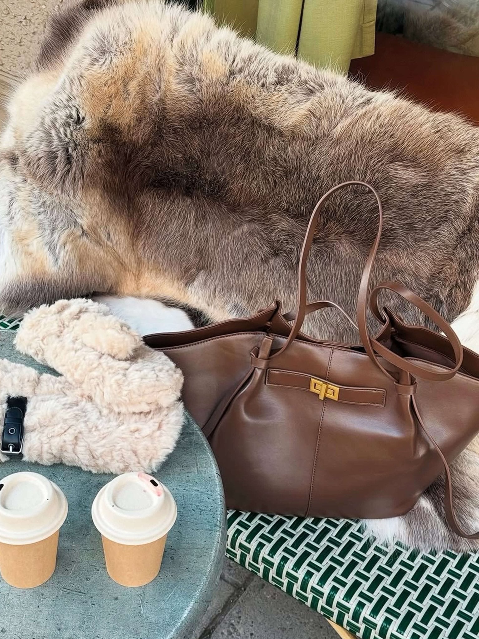 Luxe shopper met gouden sluiting - Gianna