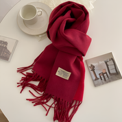 Luxe winter sjaal van wolmix met franjes