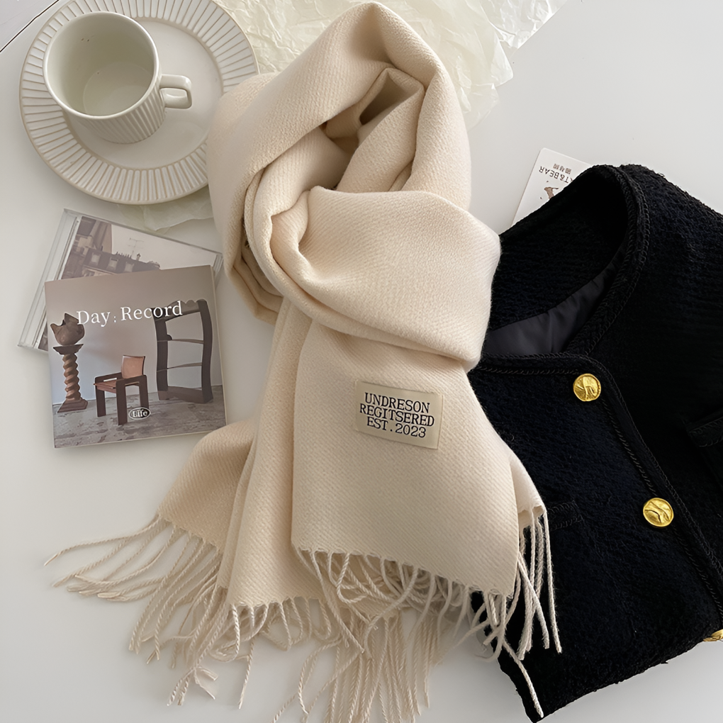 Luxe winter sjaal van wolmix met franjes