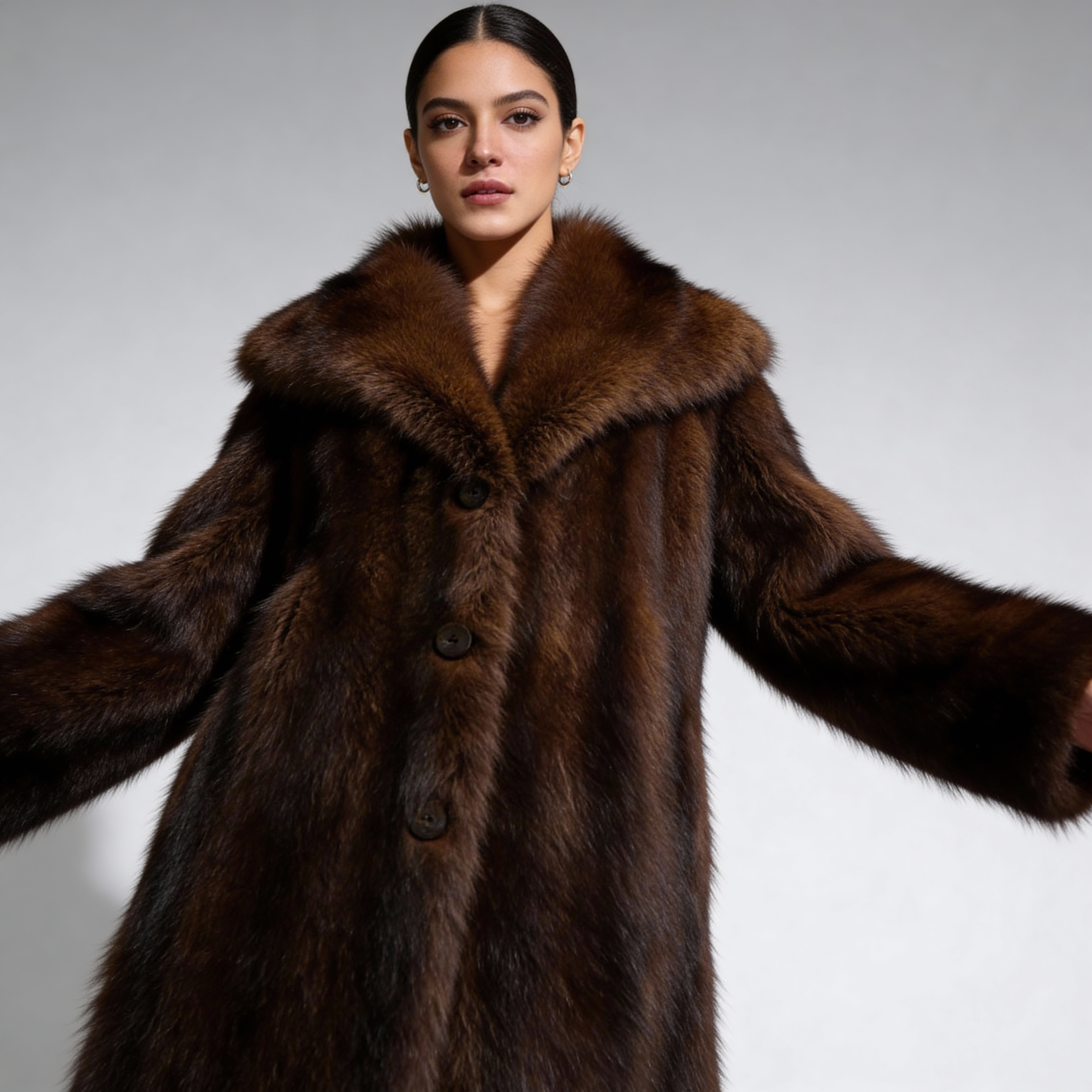 Luxe bont winterjas met brede kraag