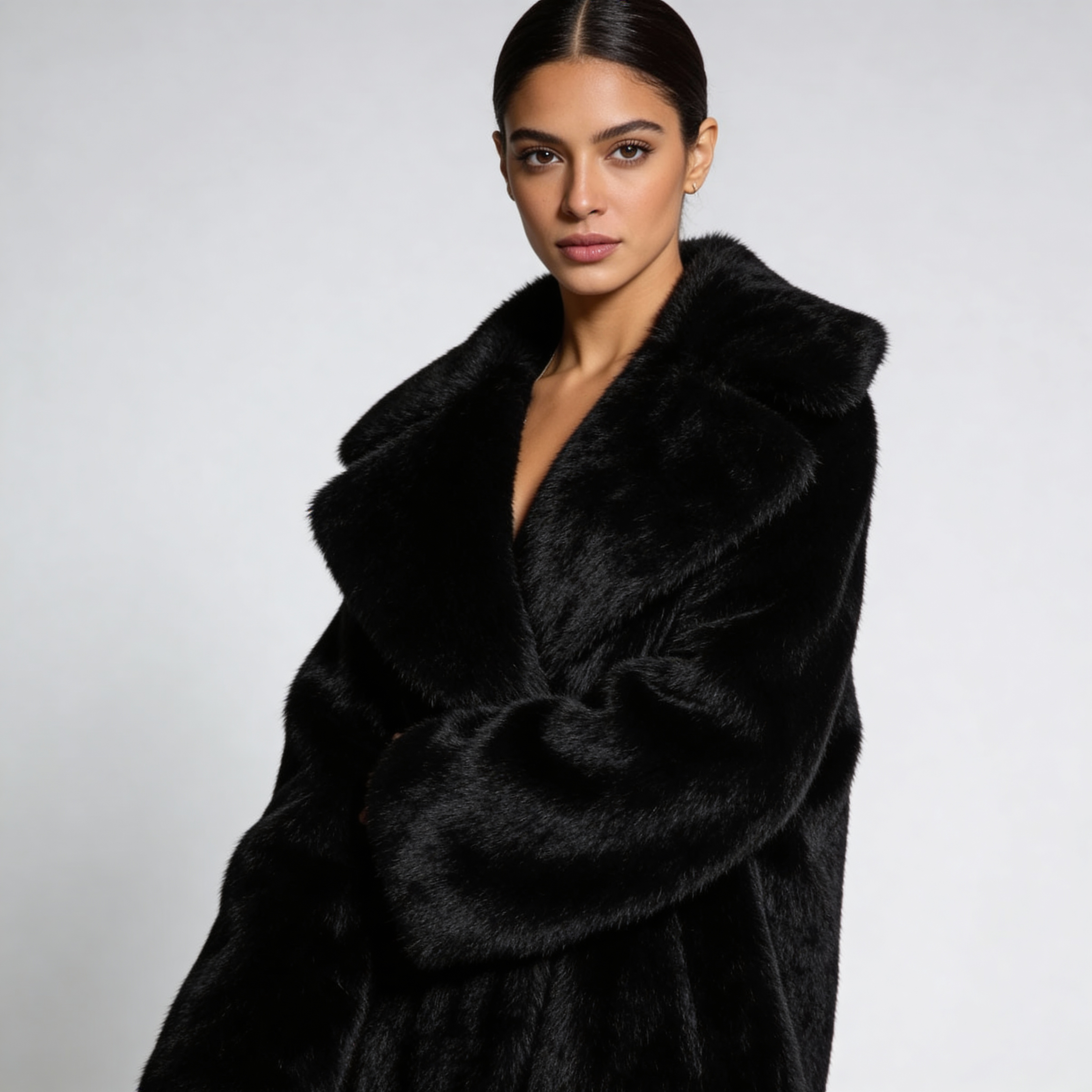Luxe bont winterjas met brede kraag