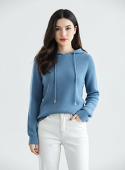 Luxe cashmere hoodie dames met ribstructuur – Allure