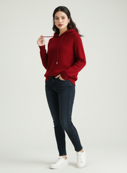 Luxe cashmere hoodie dames met ribstructuur – Allure