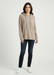 Luxe cashmere hoodie dames met ribstructuur – Allure