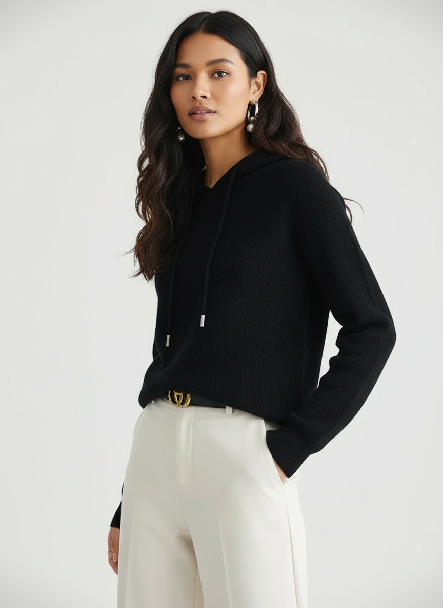 Luxe cashmere hoodie dames met ribstructuur – Allure