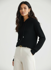 Luxe cashmere hoodie dames met ribstructuur – Allure