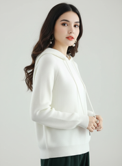 Luxe cashmere hoodie dames met ribstructuur – Allure