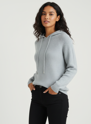 Luxe cashmere hoodie dames met ribstructuur – Allure