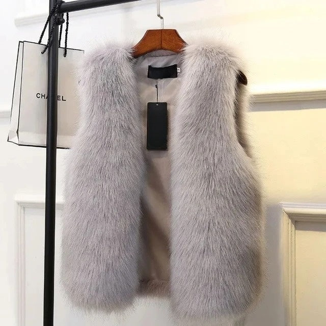 Luxe dames gilet met faux fur structuur – Lucienne