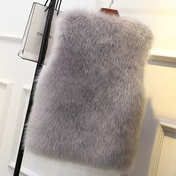 Luxe dames gilet met faux fur structuur – Lucienne
