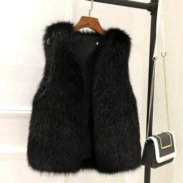 Luxe dames gilet met faux fur structuur – Lucienne