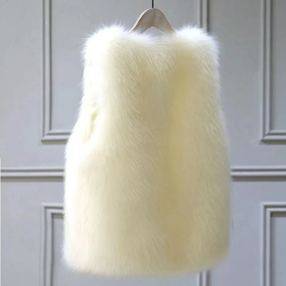 Luxe dames gilet met faux fur structuur – Lucienne