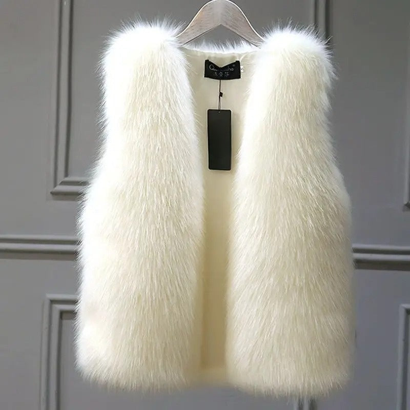 Luxe dames gilet met faux fur structuur – Lucienne