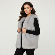 Luxe dames gilet met faux fur structuur – Lucienne