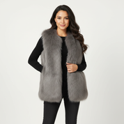 Luxe dames gilet met faux fur structuur – Lucienne