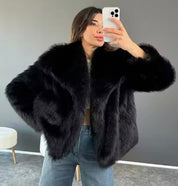 Luxe damesjas met volle faux fur uitstraling