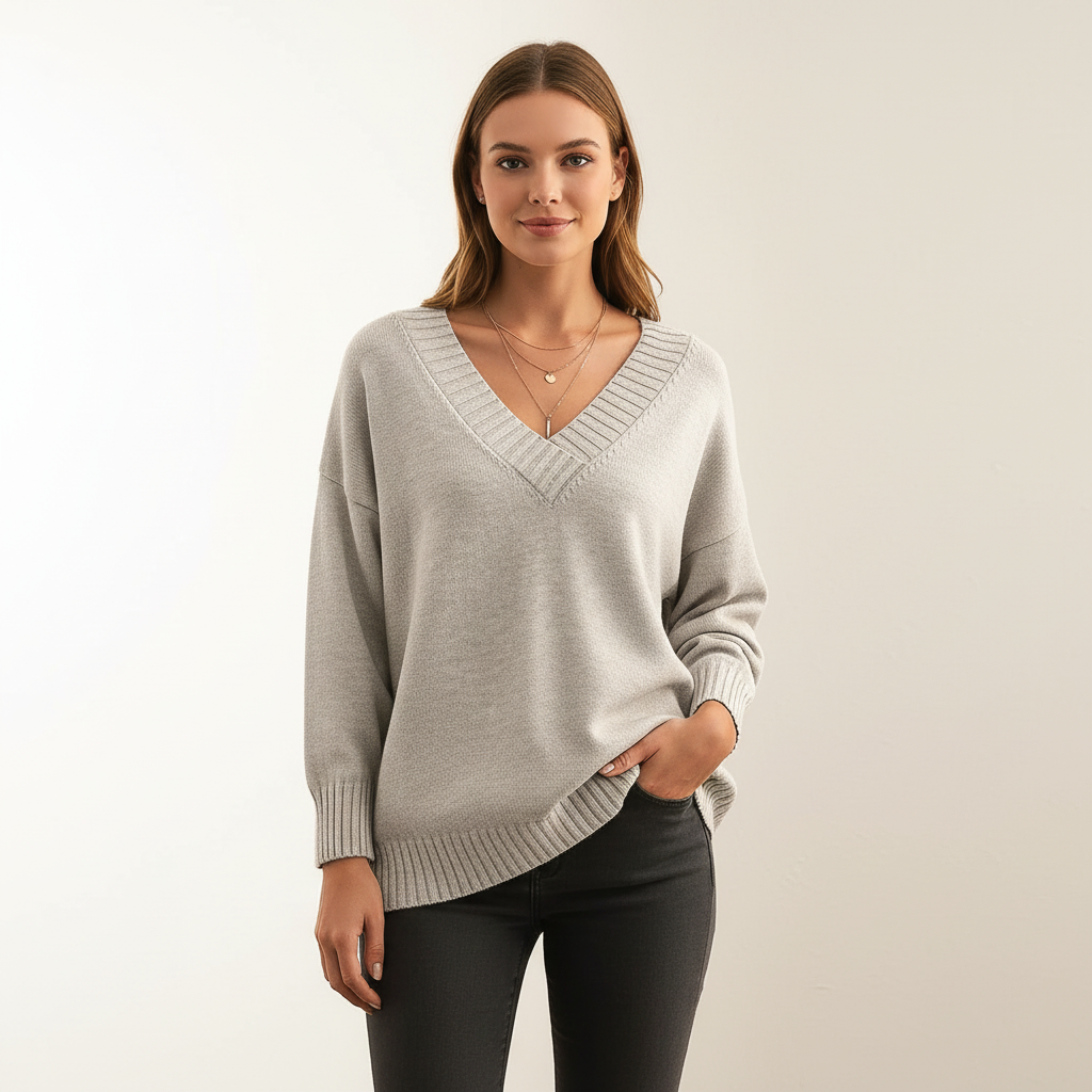 Luxe damestrui met V-hals – zachte en warme premium sweater