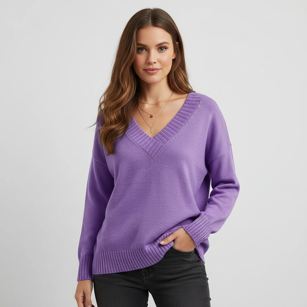 Luxe damestrui met V-hals – zachte en warme premium sweater