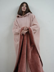 Luxe fleece poncho met capuchon