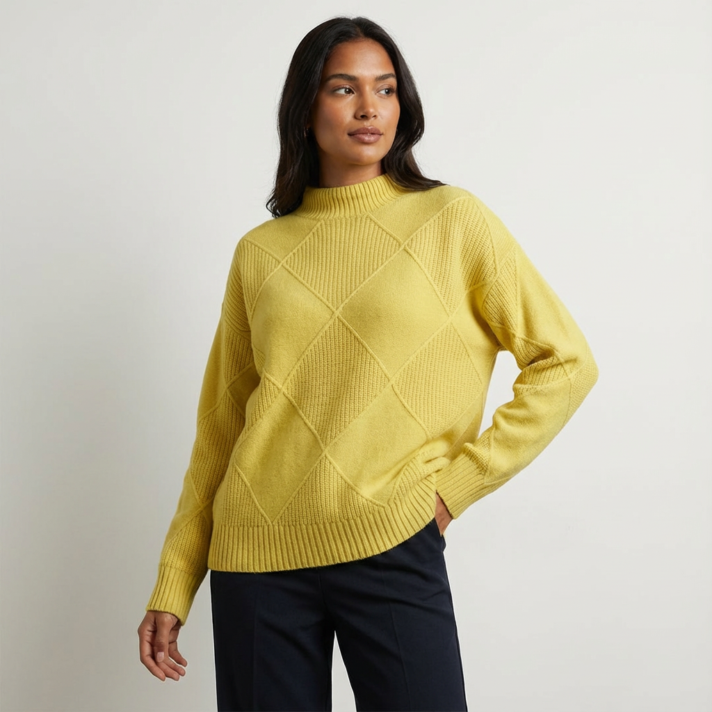 Luxe gebreide coltrui met geometrisch patroon voor dames