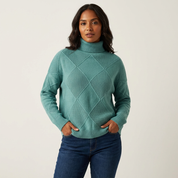 Luxe gebreide coltrui met geometrisch patroon voor dames