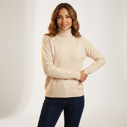 Luxe gebreide coltrui met geometrisch patroon voor dames