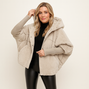 Luxe gewatteerde dames jas met teddy details – Zafira
