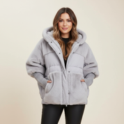 Luxe gewatteerde dames jas met teddy details – Zafira