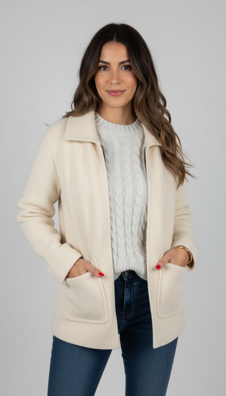 Luxe korte damesjas met zakken