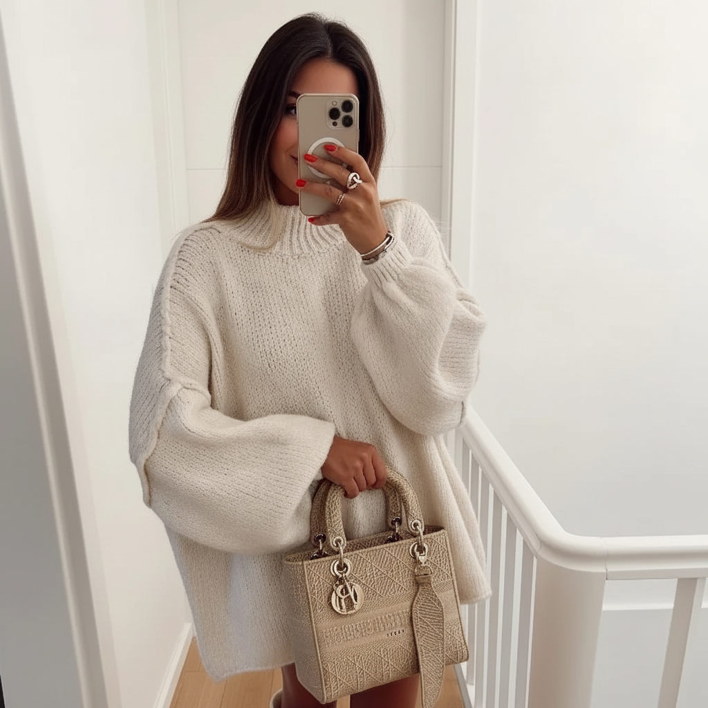 Luxe oversized gebreide trui met ballonmouwen