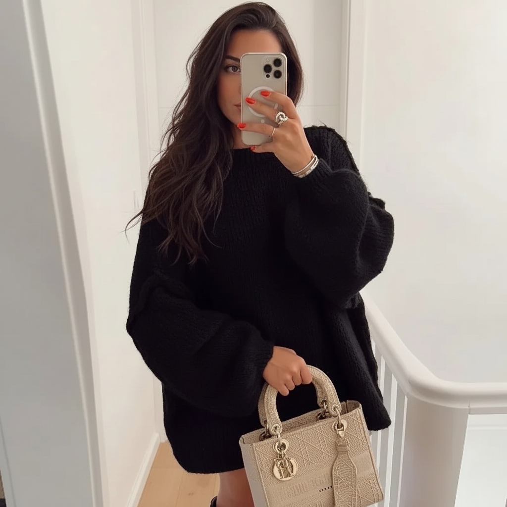 Luxe oversized gebreide trui met ballonmouwen