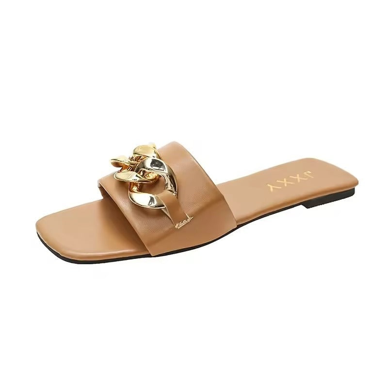 Luxe slippers met gouden schakelketting – Jacky