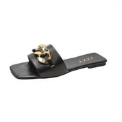 Luxe slippers met gouden schakelketting – Jacky