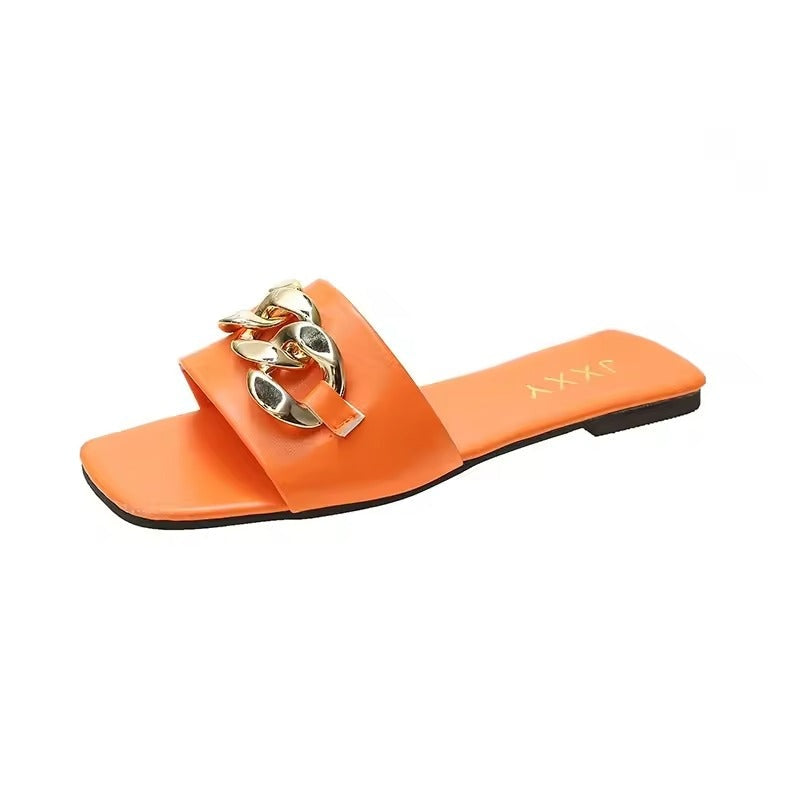 Luxe slippers met gouden schakelketting – Jacky