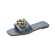 Luxe slippers met gouden schakelketting – Jacky