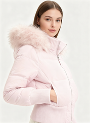 Luxe warme dames winterjas met imitatiebont kraag