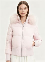 Luxe warme dames winterjas met imitatiebont kraag