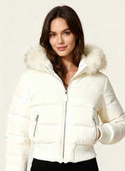 Luxe warme dames winterjas met imitatiebont kraag