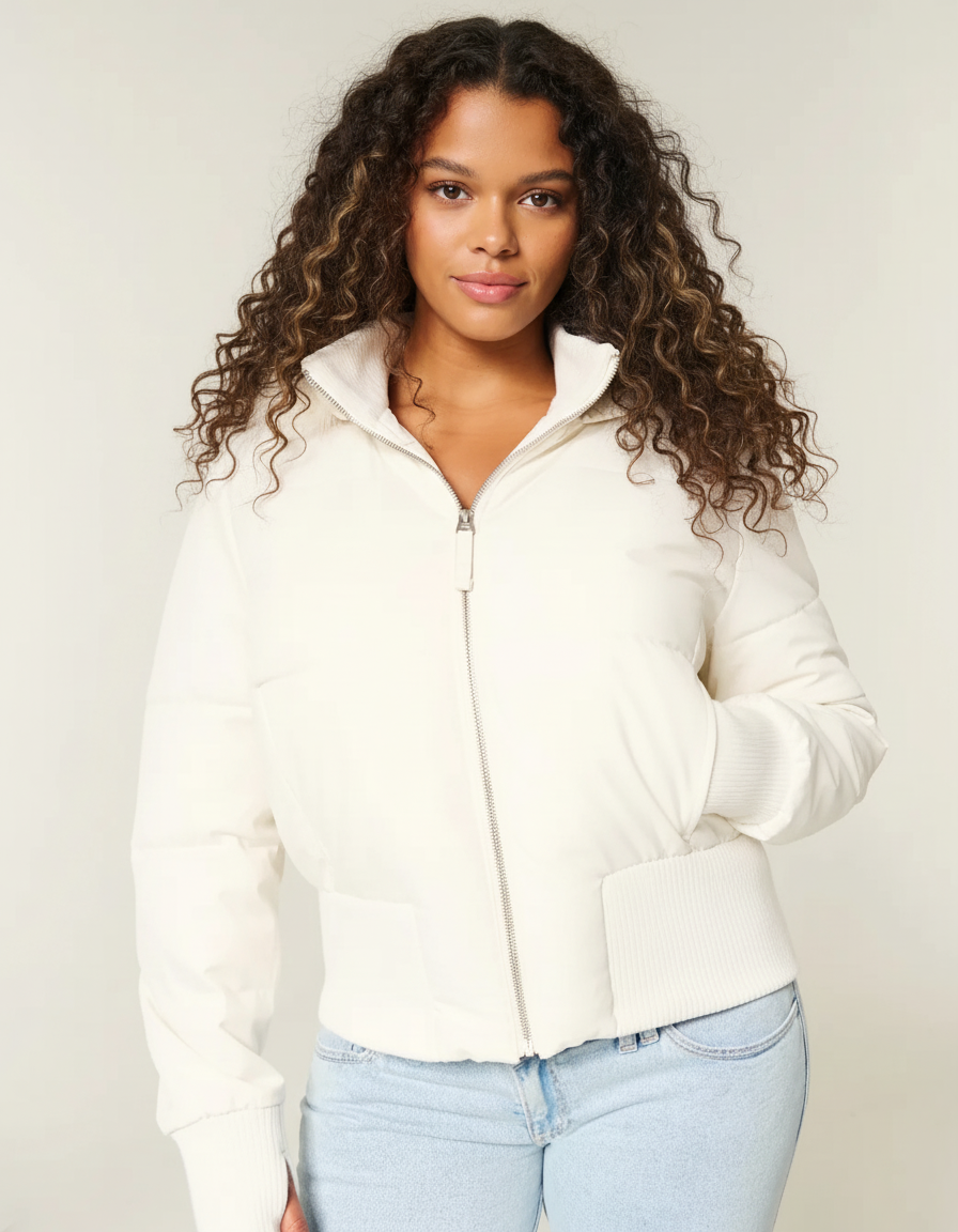 Luxe warme dames winterjas met imitatiebont kraag