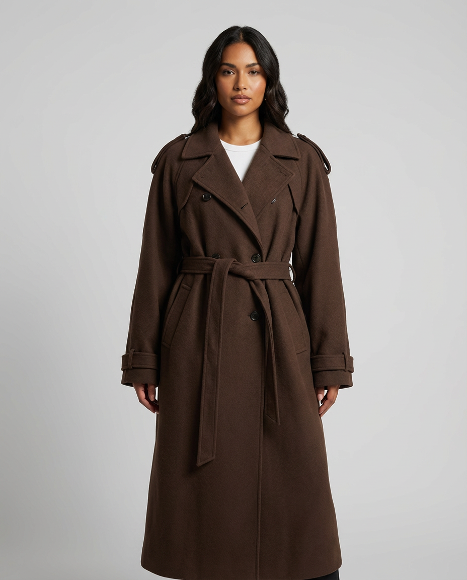 Luxe wollen trenchcoat met ceintuur voor dames