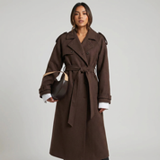 Luxe wollen trenchcoat met ceintuur voor dames