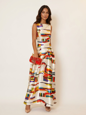Maxi Jurk met Kleurrijke Geometrische Print – Noelle