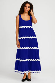 Maxi jurk met golvend contrastdetail - Sophie