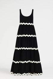 Maxi jurk met golvend contrastdetail - Sophie