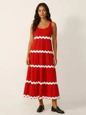 Maxi jurk met golvend contrastdetail - Sophie