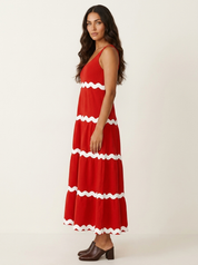 Maxi jurk met golvend contrastdetail - Sophie