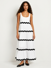 Maxi jurk met golvend contrastdetail - Sophie