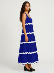 Maxi jurk met golvend contrastdetail - Sophie