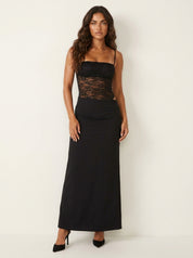 Maxi jurk met kanten corsage - Sina
